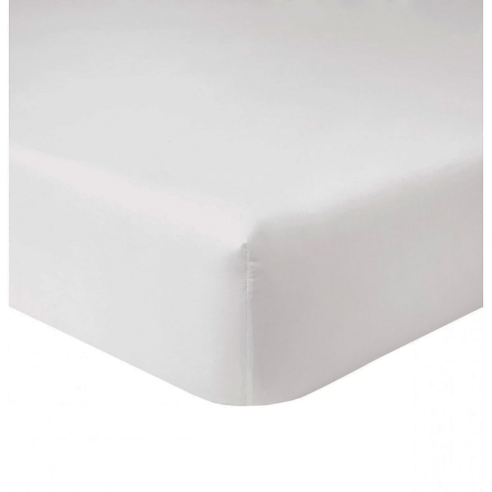 Drap Housse - Bonnet:30cm 100% percale Coton 80fils Uni Blanc
