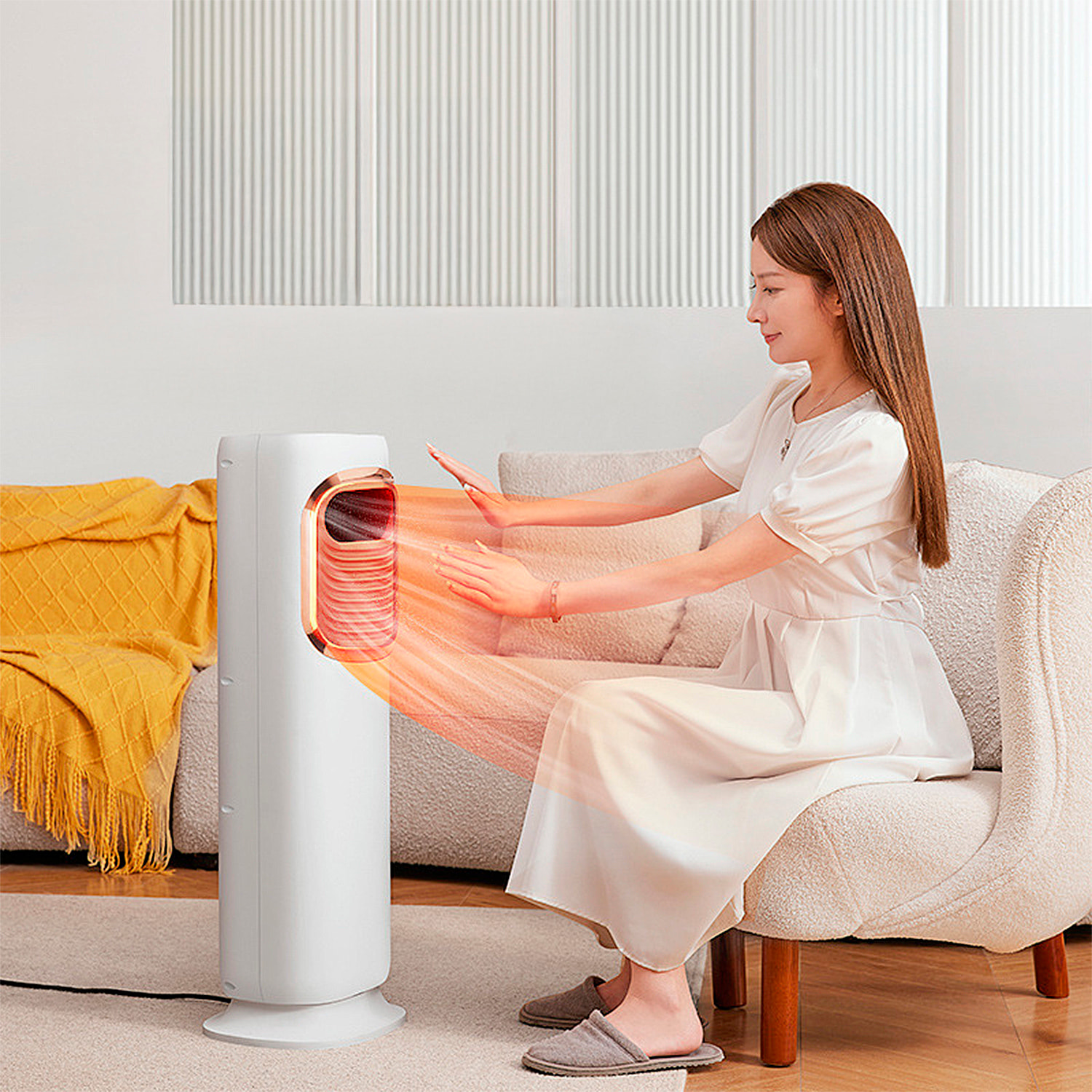 Climatizador multifunción sin aspas, con 2 niveles de calefacción y refrigeración. Tanque de agua de 3L y mando de control remoto.