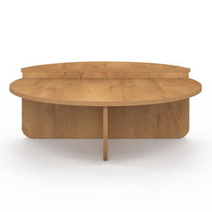 Tables basses rondes asymétriques effet bois