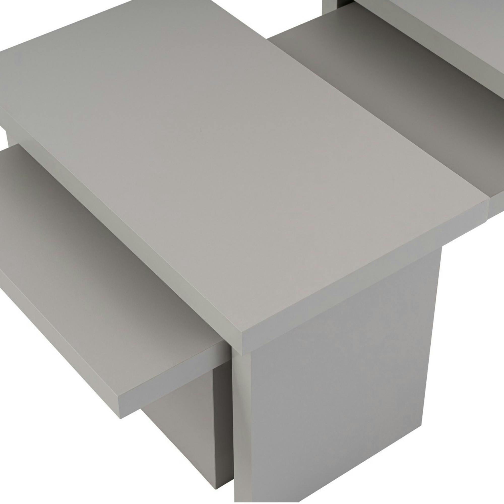 Table basse gigogne design – effet gris laqué (3 pièces) MARFA