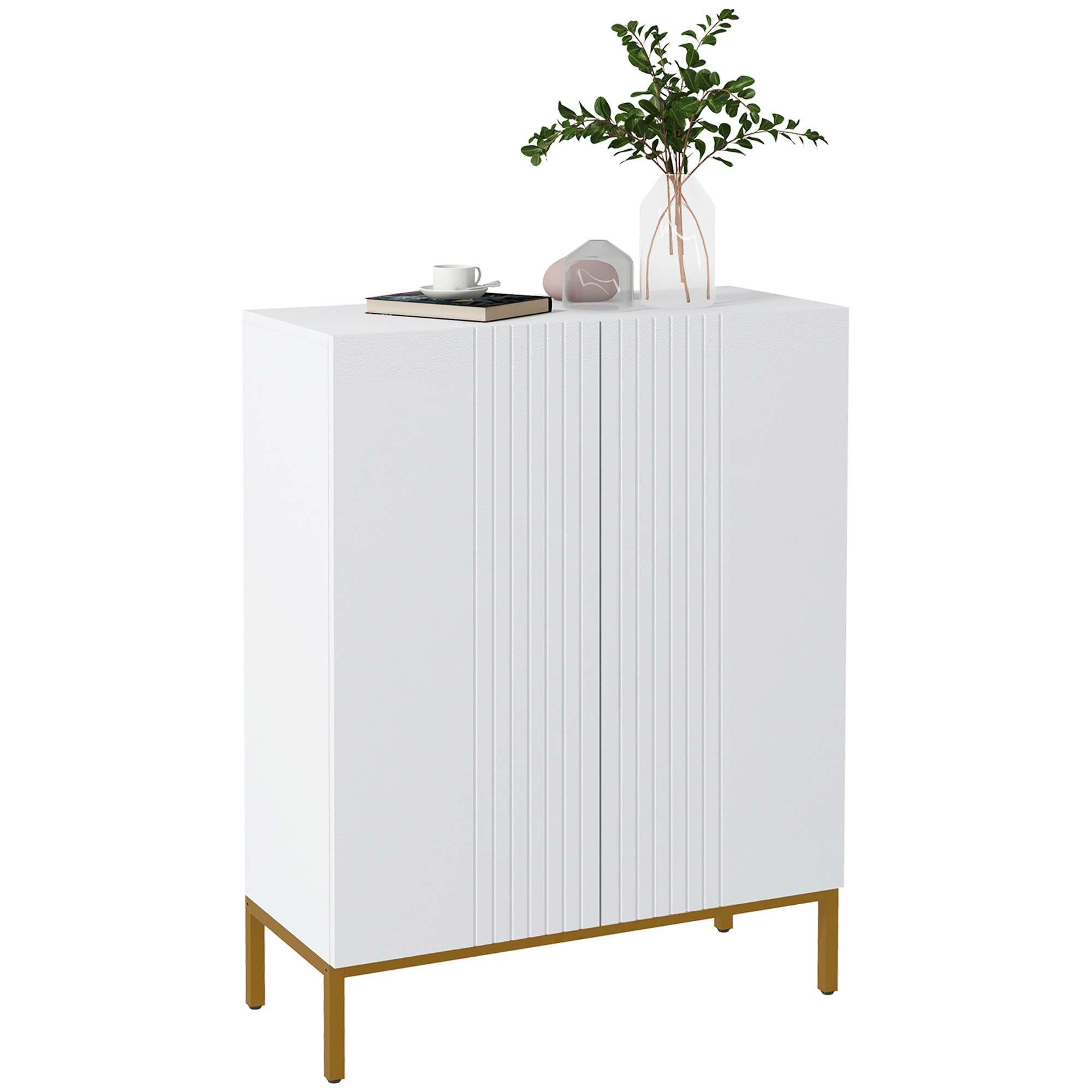Mueble Zapatero de 5 Niveles, Armario para Zapatos con Puertas de Cierre Suave, Estantes Ajustables, para 15-20 Pares de Zapatos, Zapatero para Pasillo Recibidor, 72x31,5x95 cm, Blanco