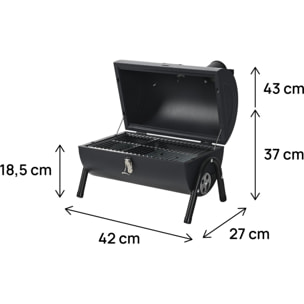 Barbecue charbon de bois portable "Captain" - 42 x 27 x 43 cm - Noir