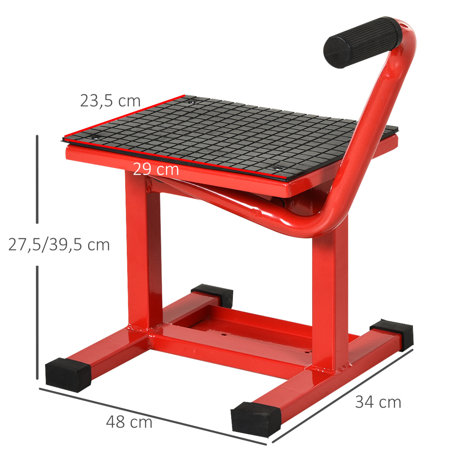 Plataforma Elevadora Altura Ajustable 27,5-39,5 cm Elevador para Motocicletas con Manivela Base Antideslizante Soporte de Elevación Carga 150 kg para Reparación Motocicleta Taller Garaje