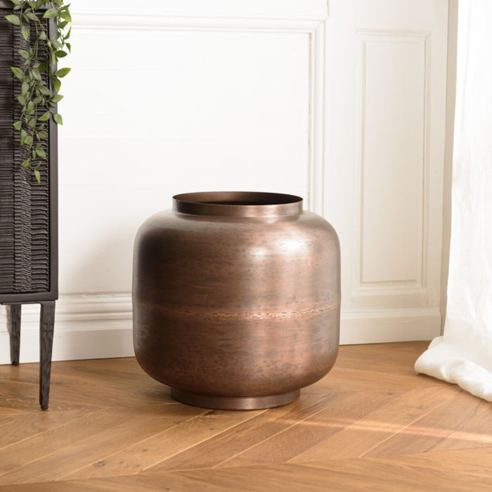 JOHAN - Vase largeur 40cm hauteur 38.5cm acier couleur bronze cuivré
