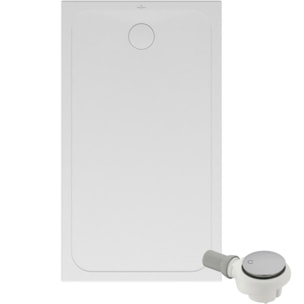 Receveur de douche antidérapant 140 x 90 Lifetime Plus céramique blanc + Bonde chromé brossé