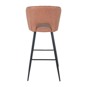 Set de 2 taburetes – Polipiel marrón y metal negro