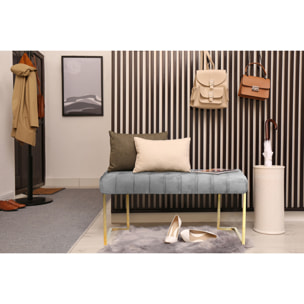 Panca Rarity in velluto grigio con base dorata