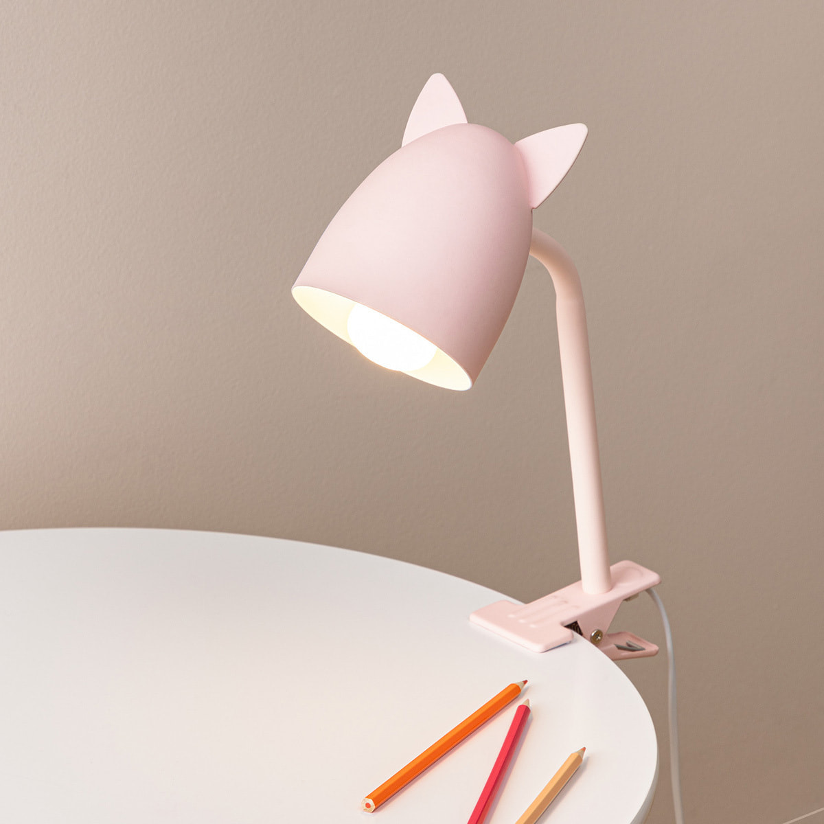 Lampe pince enfant Sily rose H43cm