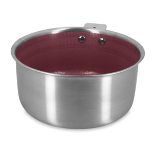 Casserole 20cm en acier inoxydable et manche amovible lie de vin AGLAE