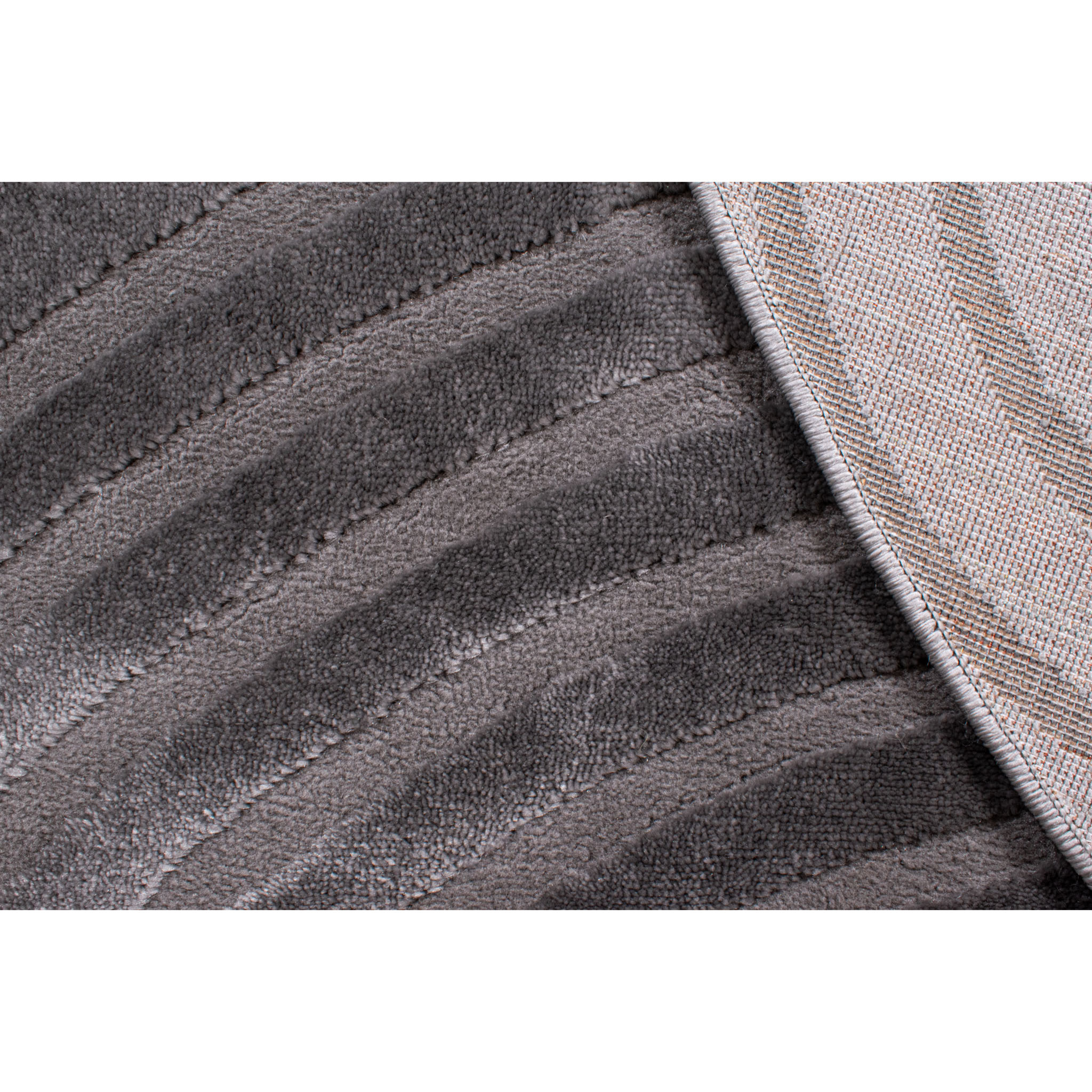 BIANCA - Tapis rond à motif arc en ciel en relief - Gris
