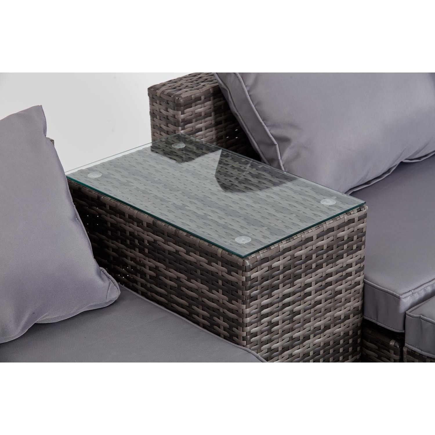 Salon de jardin 4 places en résine tressée gris KONALA