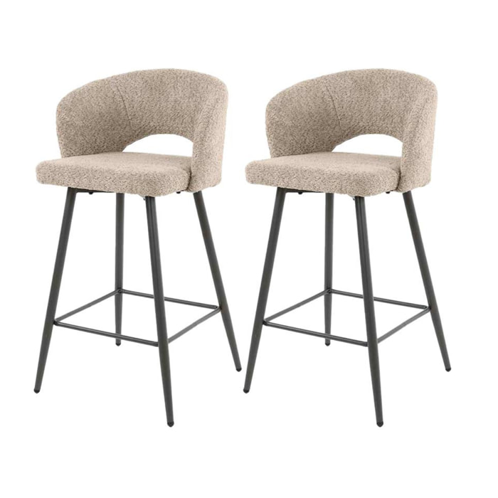 Pattaya - lot de 2 tabourets de bar - en tissu bouclette - Sable