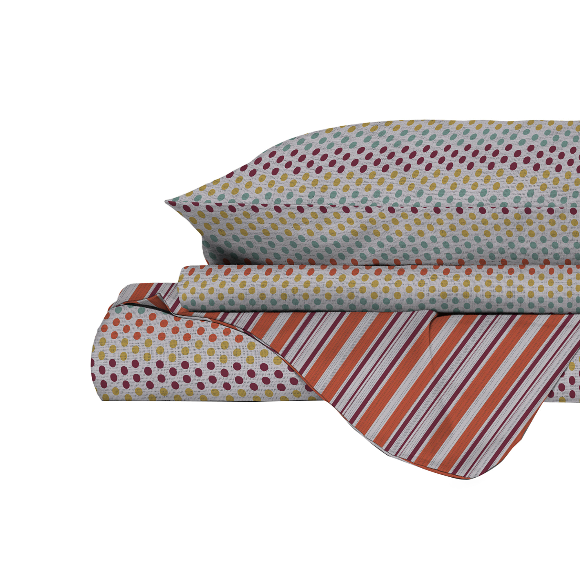 PARURE COPRIPIUMINO ATHENA, 100% Cotone, Made in Italy - MALINDI ROSSO