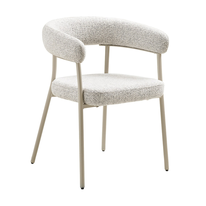 Sadie - lot de 2 chaises FSC  100% en tissu texturé - pieds en acier - Beige