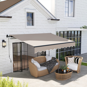 Toldo Manual Retráctil 360x220 cm Toldo para Balcón con Manivela de Aluminio 3 Brazos y Protección UV30+ Toldo Enrollable de Exterior para Jardín Terraza Ventanas Crema