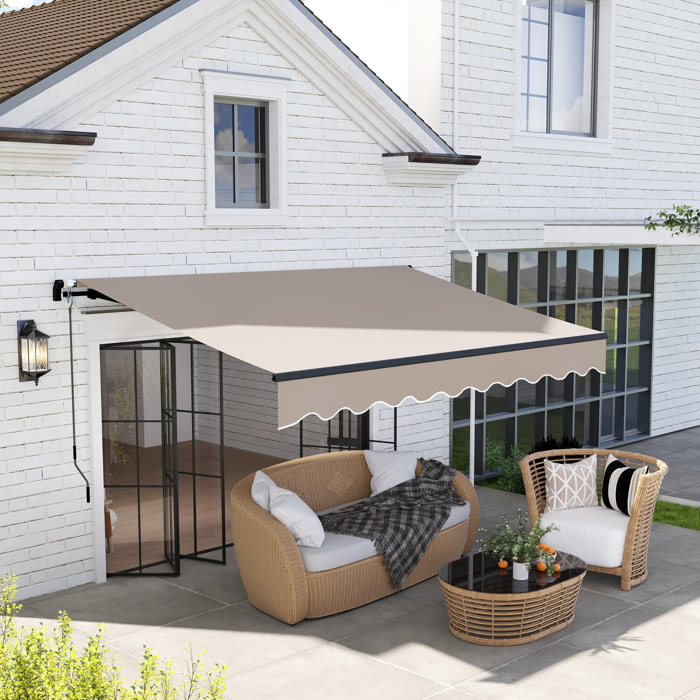 Toldo Manual Retráctil 360x220 cm Toldo para Balcón con Manivela de Aluminio 3 Brazos y Protección UV30+ Toldo Enrollable de Exterior para Jardín Terraza Ventanas Crema