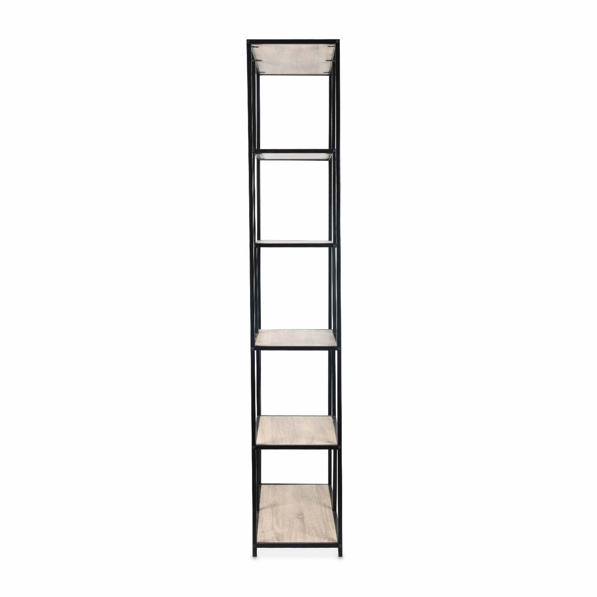 Etagère bibliothèque industrielle métal et décor bois 6 niveaux LOFT