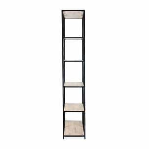 Etagère bibliothèque industrielle métal et décor bois 6 niveaux LOFT