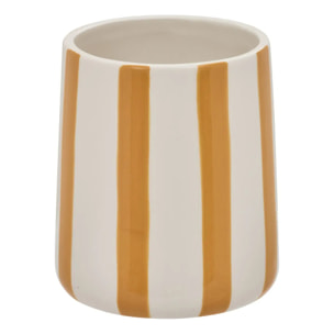 Porte-brosse à dents Strio rayures orange blé H10cm