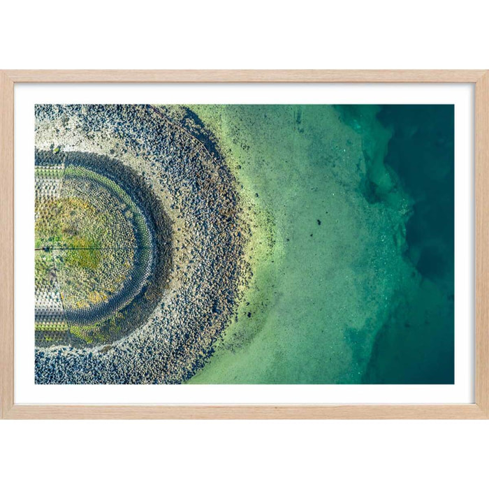 Poster deco au bout de la jetée Affiche + cadre en bois - Chêne