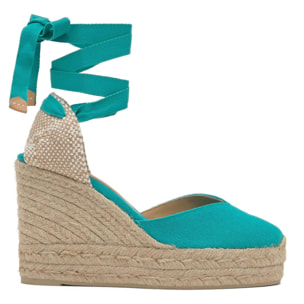 Alpargata de cuña Chiara en algodón orgánico lavado con doble plataforma