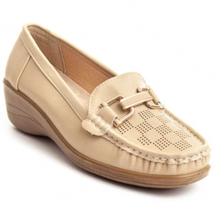 Mocasines de Cuña - Beige - Altura: 5 cm