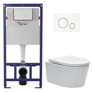 Pack WC bâti ECO 2L Swiss Aqua Technologies + WC suspendu Swiss Aqua Technologies + plaque blanc / chrome (STESTBRWR03-FR)