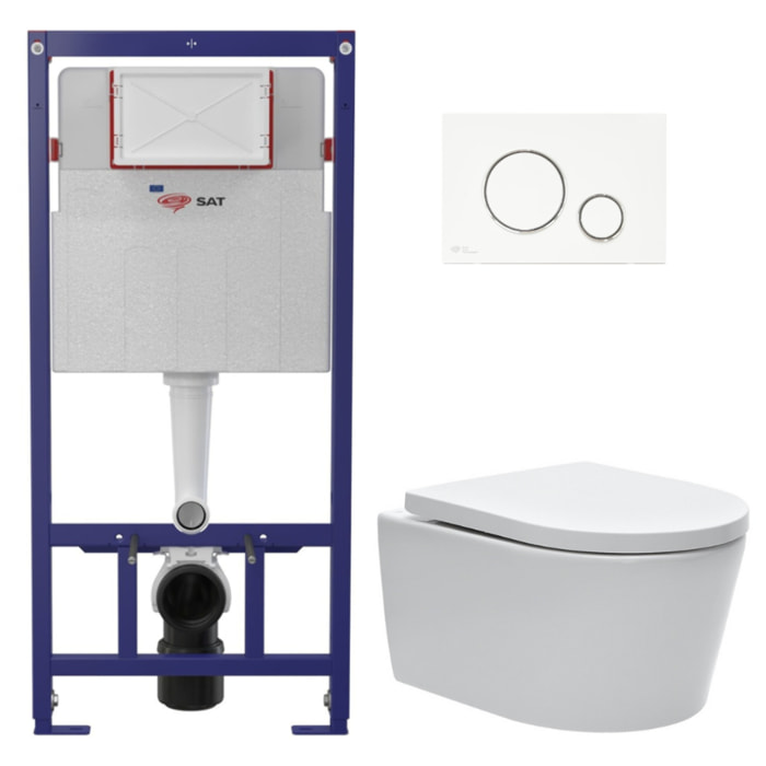 Pack WC bâti ECO 2L Swiss Aqua Technologies + WC suspendu Swiss Aqua Technologies + plaque blanc / chrome (STESTBRWR03-FR)