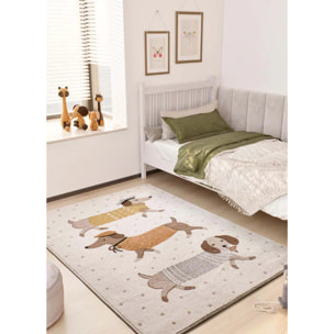 BEATS Alfombra infantil perros salchicha blanco, 120x170 cm