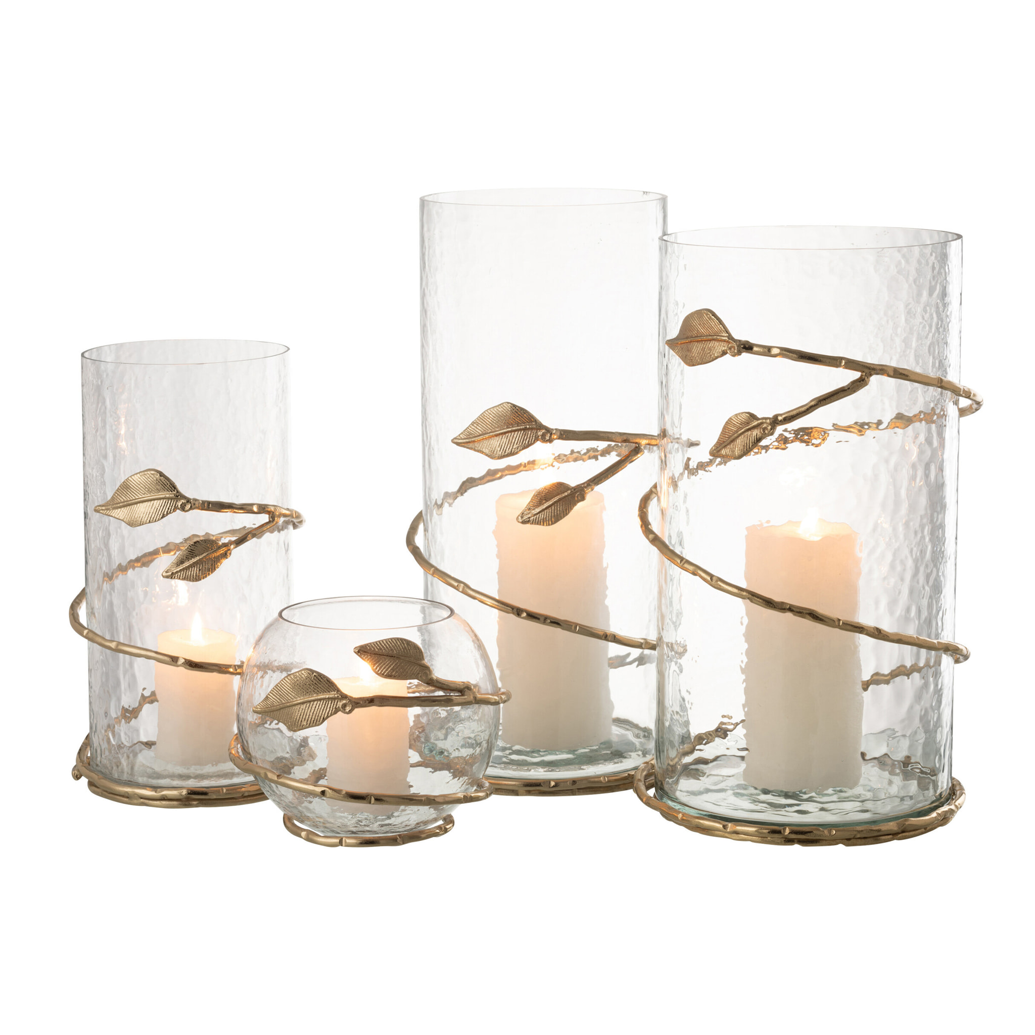 J-Line vase Feuille Bol - verre/acier - transparent/or - Ø 10 cm