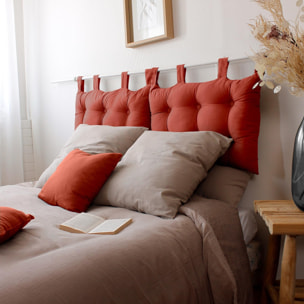 Coussin tête de lit en coton et pattes boutonnées - Brique