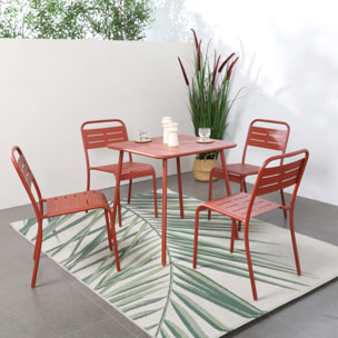 EVORA Lot de 4 chaises salon de jardin repas terracotta