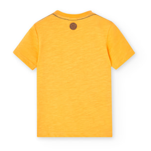 Camiseta niÃ±o estampada, mangas cortas, amarillo