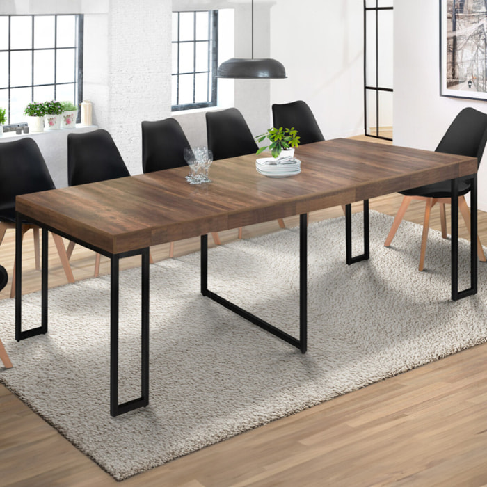 Consoles-tables à manger extensibles Anita - Bois aspect vieilli et noir