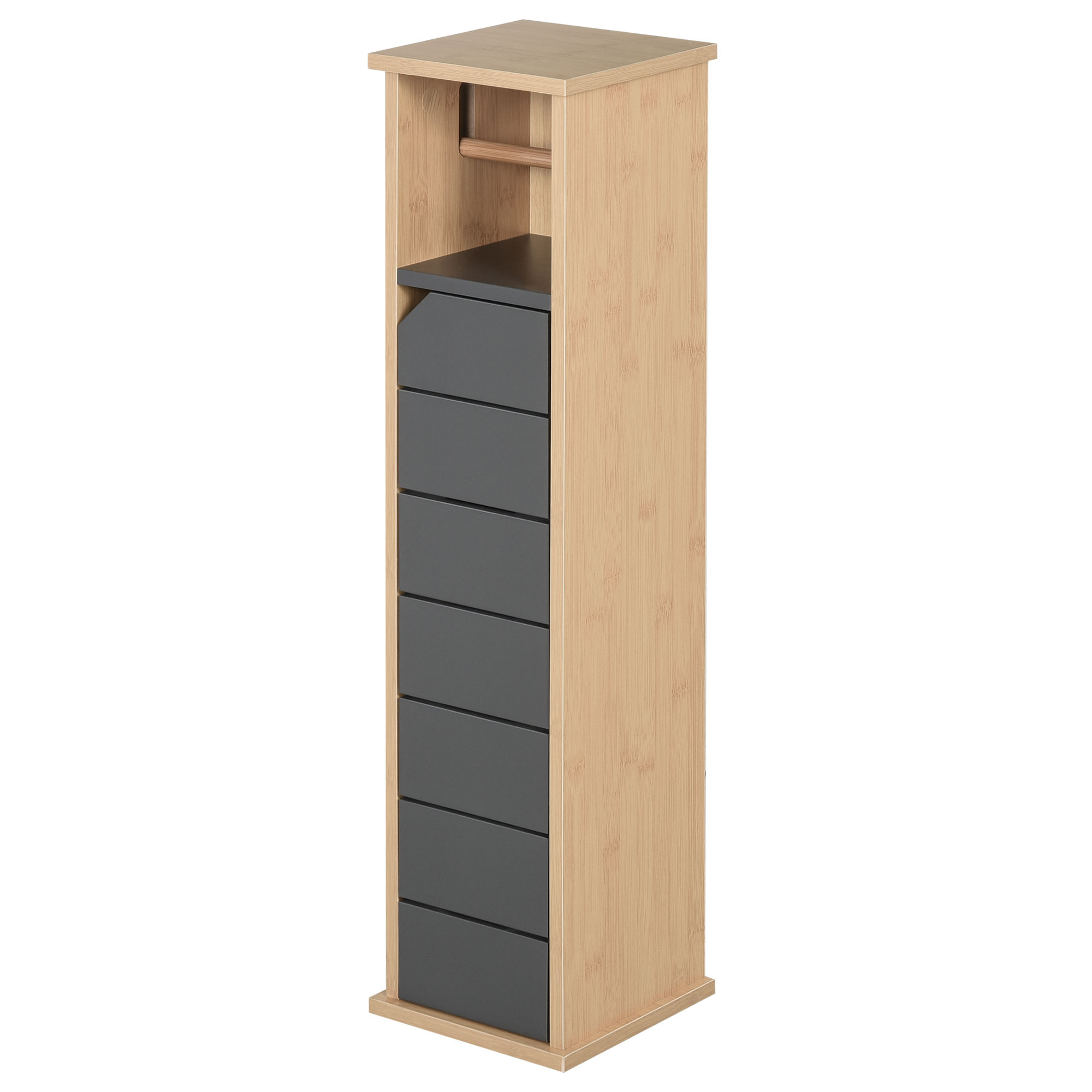 Support papier toilette - porte-papier toilette - armoire pour papier toilette - 2 niveaux + sortie papier MDF gris bambou