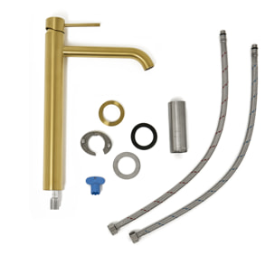 Aurum mitigeur lavabo haut 30,8 cm en acier inoxydable, à levier, sans vidage, or brossé (SATBAUR285BG)