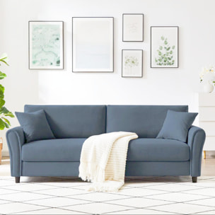 MALERNE - Canapé droit en tissu 4 places bleu clair