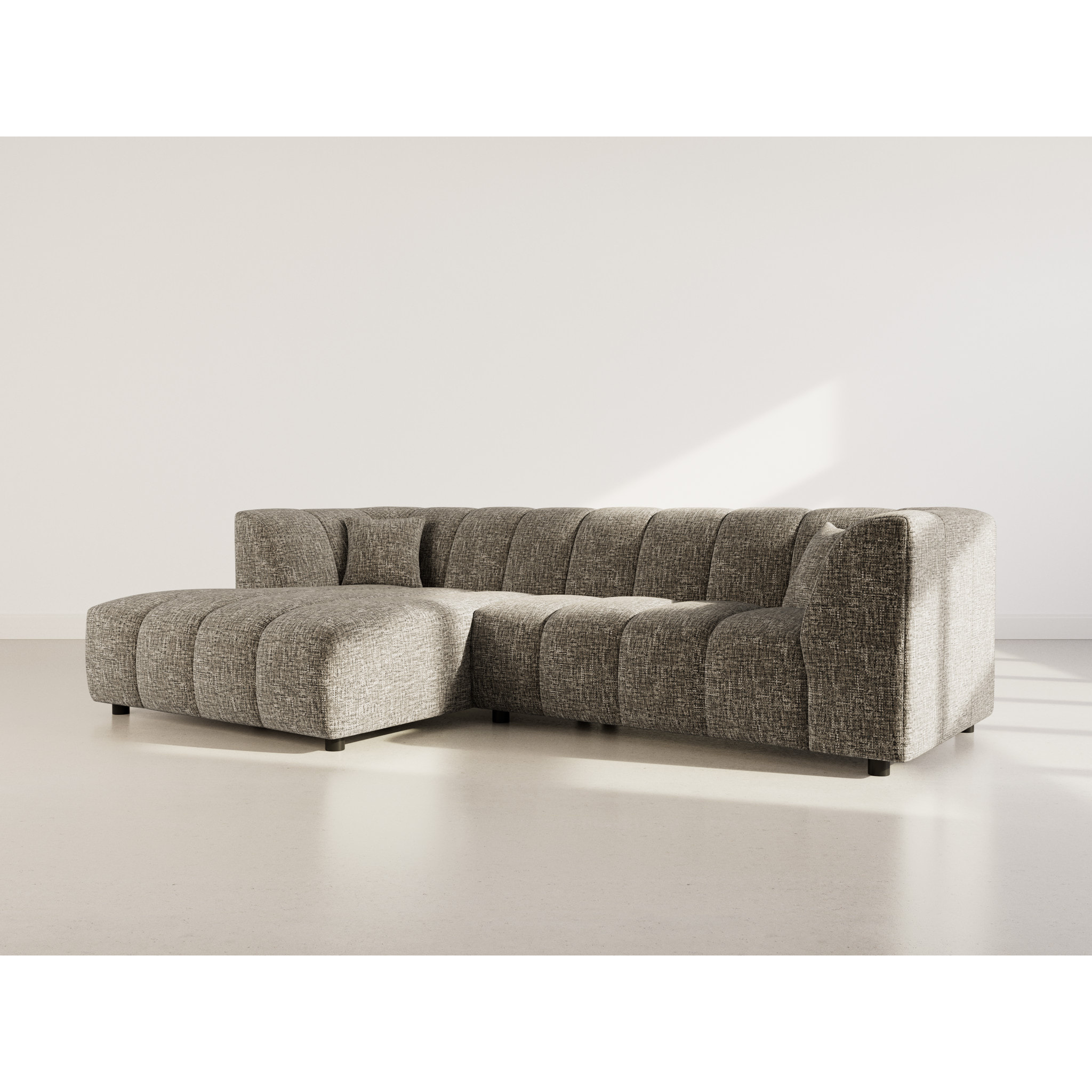 Curtis - canapé d'angle gauche 4 places avec accoudoir en tissu texturé - Vert Olive