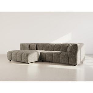 Curtis - canapé d'angle gauche 4 places avec accoudoir en tissu texturé - Vert Olive