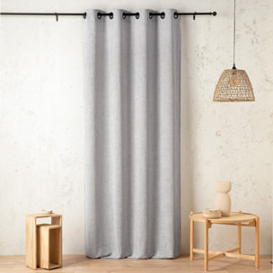 Rideau tamisant  - Effet lin authentique - Gris clair
