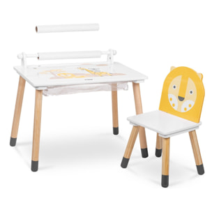 Mesa infantil JUNGLE DRUM multifuncional mueble niños con silla blanco