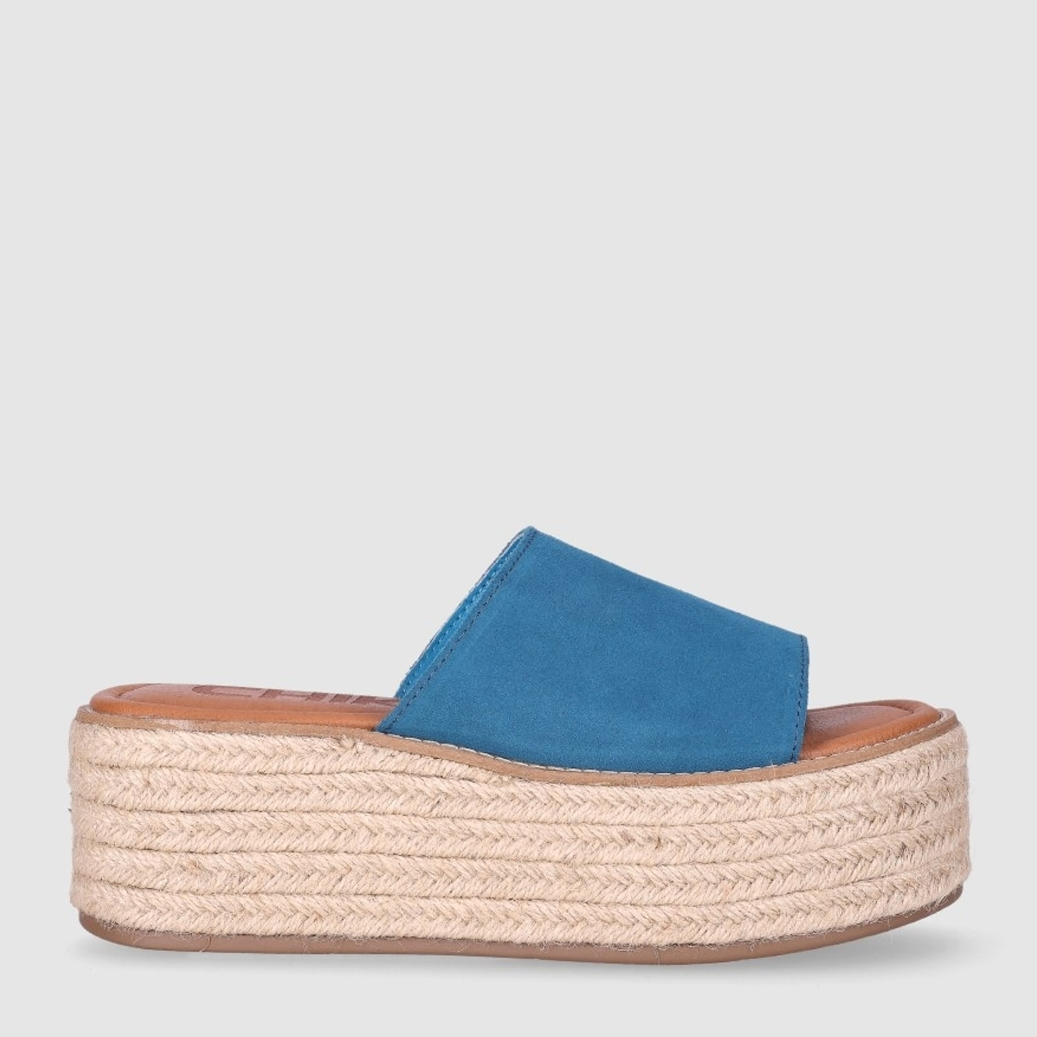 Sandalias de Serraje - Azul - Tacón: 6 cm
