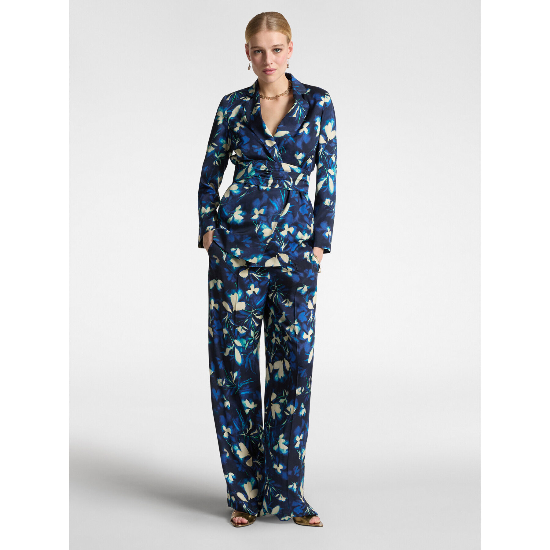 Elena Mirò - Pantalón floral elegante - Azul