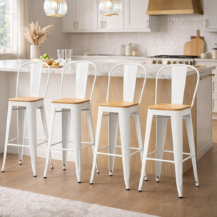 Lot de 4 tabourets de bar – Style industriel – Empilables