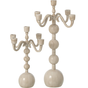 J-Line chandelier 5 bras Ball - aluminium - beige clair - large
