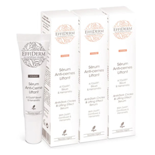 EFFIDERM - Sérum Anti-Cernes Liftant - Atténue instantanément rides et ridules - Estompe poches et cernes - Propriétés restructurantes et anti-rides - Actif breveté - 100% origine naturelle