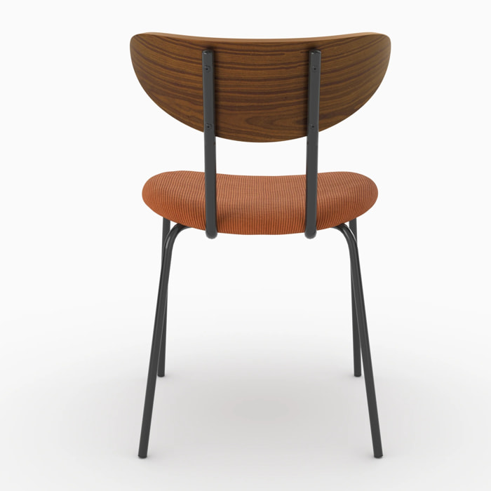 Lot de 2 chaises en velours côtelé terracotta et dossier en bois - Jade