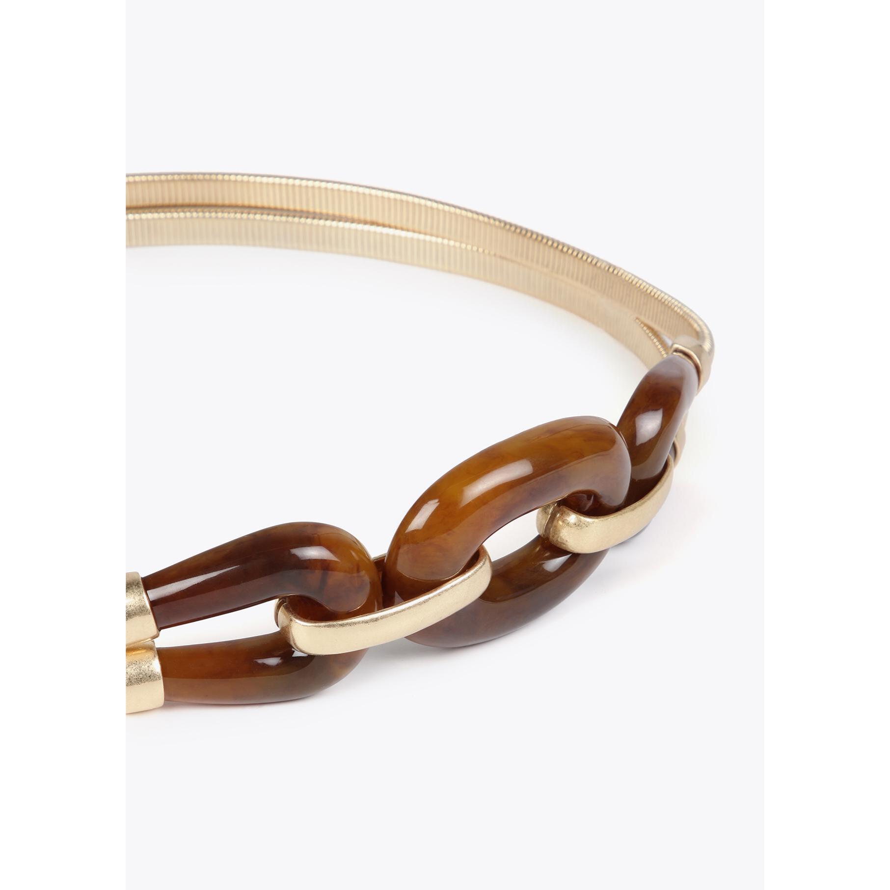 Cintura elasticizzata in metallo con elementi effetto tartarugato