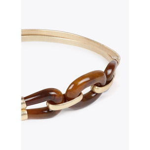 Cintura elasticizzata in metallo con elementi effetto tartarugato