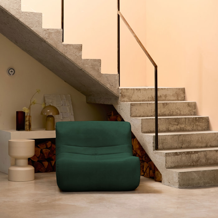 Fauteuil chauffeuse en velours style contemporain 1 place vert